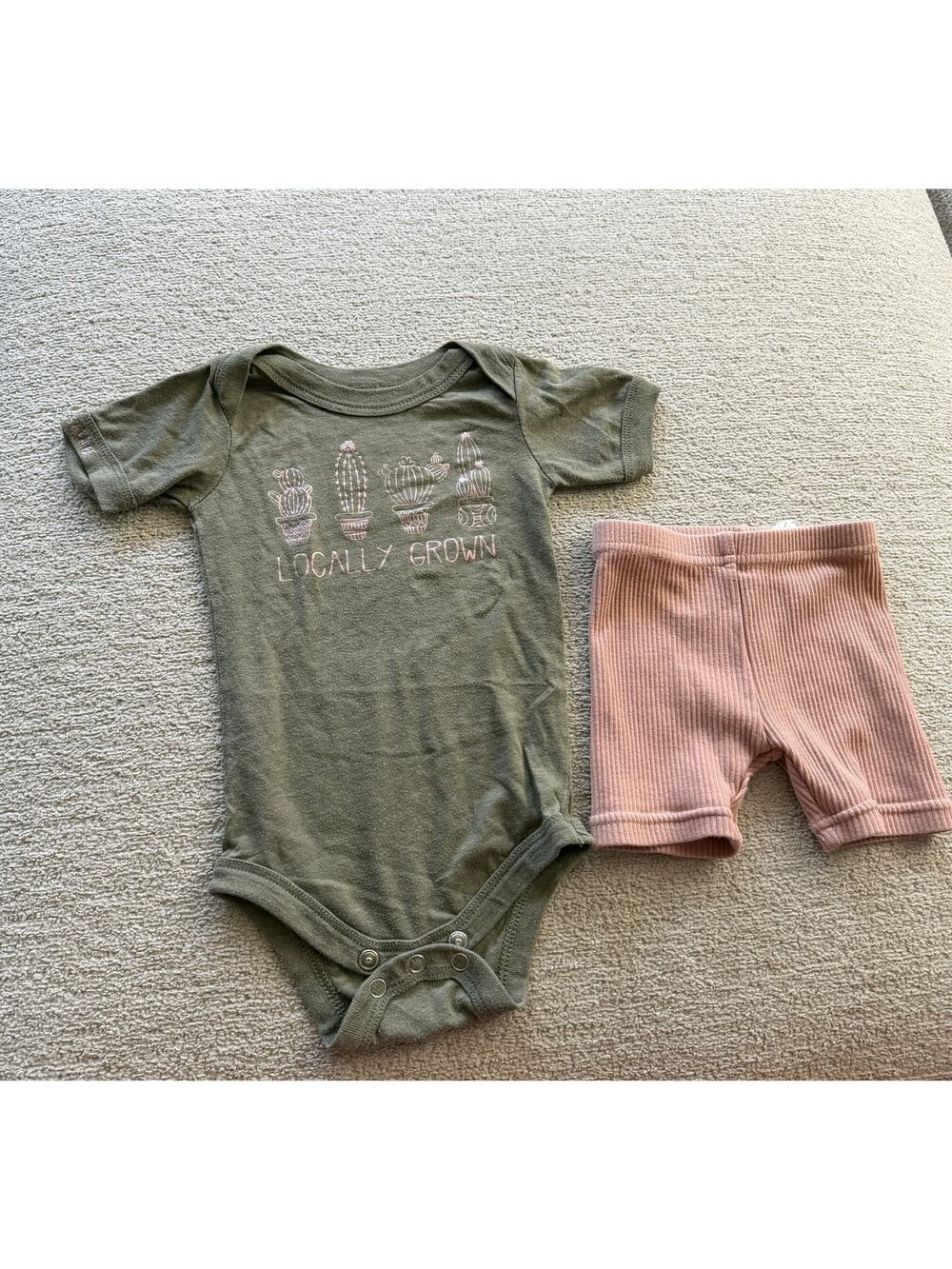 Jamie Kay Locally Grown Baby Outfit Set One Piece Ribbed Shorts 6-12M